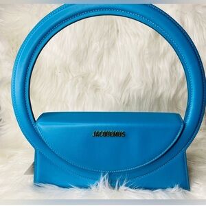 Jacquemus Le Grand Rond (LARGE ROUND) Blue Leather Bag NWT & Authentic